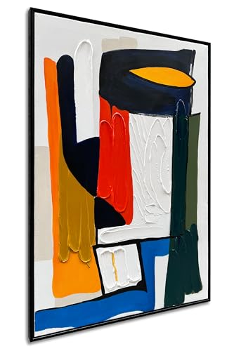 NANKAI Art Hand-Painted Colorful Texture Abstract Oil Painting Modern Minimalist Decorative Art Suitable for Decoration of Home Office corridors and Walls 36x24 inches(with Solid Wood Exterior Frame) - color: Nkhb355