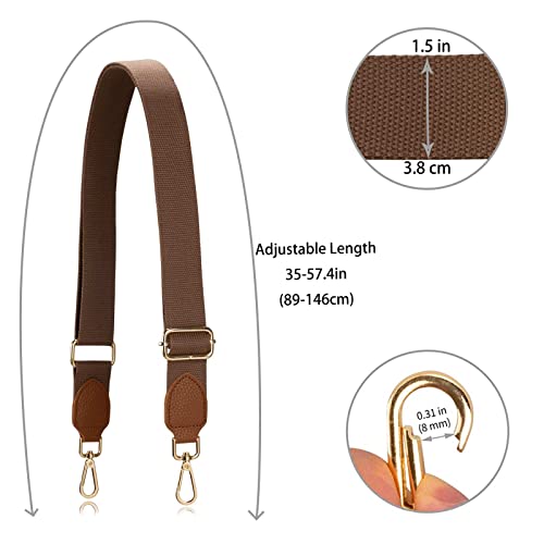 Allzedream Purse Straps Replacement Crossbody Bags Handbag Wide Canvas Leather Adjustable - color: Brown a