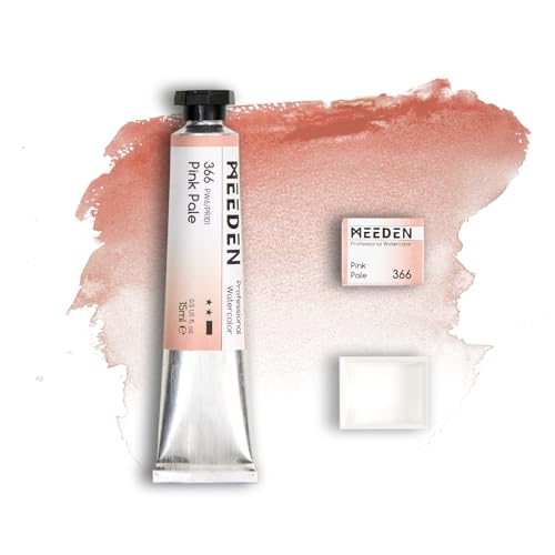 MEEDEN Professional Artist Watercolor Paint: Pink Pale - 15ml/0.5oz | Water Color Tube, Semi-Moist Pigment Half Pan and Empty Matching Half Pan for Artists Pros - color: Pink Pale