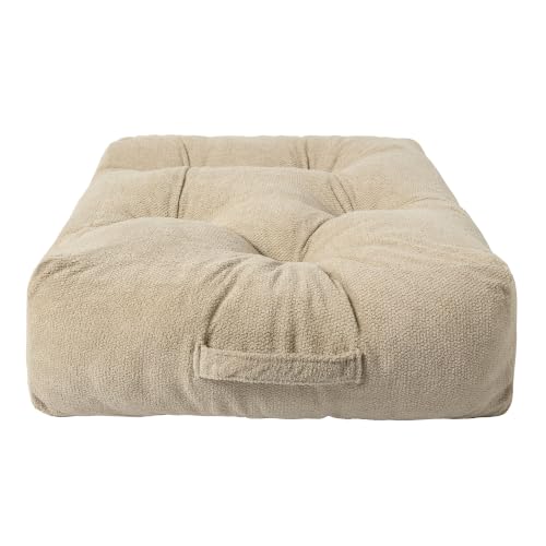 Floor Pillow for Adults, Large Sitting & Meditation Cushion - color: Beige, Square