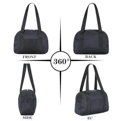 Mini Gym Bag for Women Girl 12 inch Small Gym Tote Lightweight Carry On Bag - color: Black