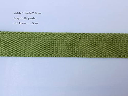 1 Inch Cotton Webbing 10 Yards Cotton Strap for Tote Canvas Bags Crafts Sewing (2017 Moss Green) - color: 2017 Moss Green