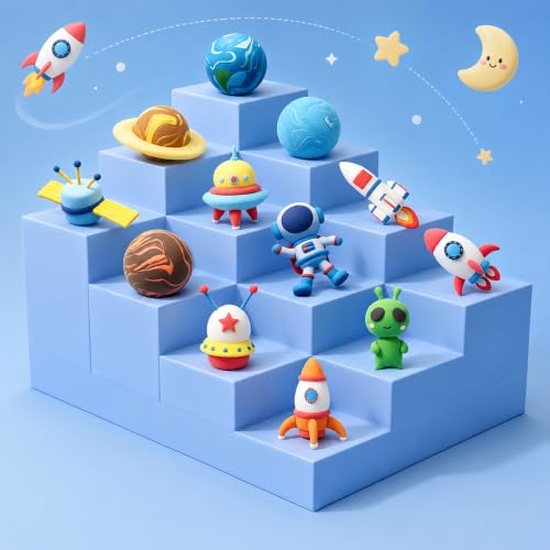 Air Dry Clay Kit -12 Space Theme Modeling Clay for Kids Arts and Crafts | Ultra Light & Soft,Safe & Non-Toxic,No-Sticky & Crack,DIY Molding Clay with Sculpting Tools,Party Favors Gifts for Girls Boys - color: #04Dark Blue- Children's Drem Star