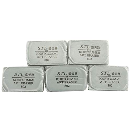 5-Pack Art Sketch Pencil Pastel Painting Special Eraser,Art Kneaded Eraser Drawing Tools for School Student Stationery Office Supplies(Gray)