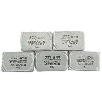 5-Pack Art Sketch Pencil Pastel Painting Special Eraser,Art Kneaded Eraser Drawing Tools for School Student Stationery Office Supplies(Gray)
