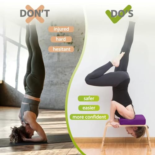 BODY RHYTHM Yoga Headstand Bench, Yoga Inversion Chair, Headstand Trainer for Relieve Stress, Improve Sleep & Digestion and Strength Training, Ideal for Home Workout, Fitness and Gym - color: Classic Purple
