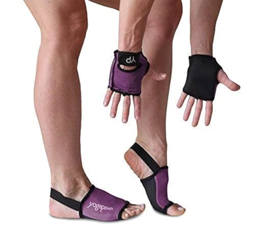 YogaPaws SkinThin Non Slip Yoga Gloves and Yoga Socks for Women & Men for Hot Yoga, Crossfit, Cycling, for Sweaty Hands Feet - color: Rich Plum, size: 2