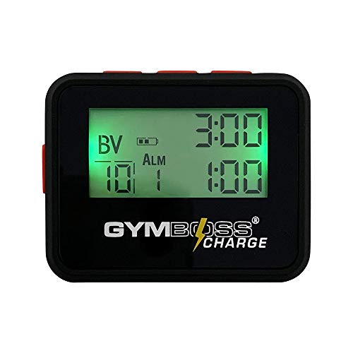 Gymboss Charge Interval Timer and Stopwatch & Watchstrap - Bundle - color: Black / Red