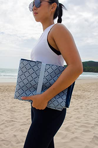 CGEAR Outdoor Travel Yoga Mat | Machine Washable Non-Slip Foldable & Portable Compact Workout Mat | Place on Yoga Mat | Exercise Mats - Folding Lightweight Yoga Mat for Women w strap 72" x 25"