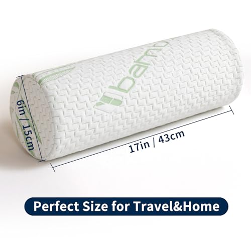 Neck Roll Pillow for Neck Pain Relief - High Resilience Foam Round Bolster Pillow for Cervical Support with Removable Washable Cover for Sleeping, Travel Legs Back Yoga (17X6 inch)