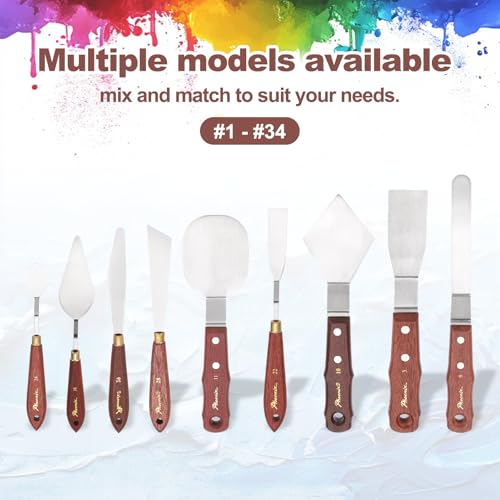 MECCANIXITY Pack of 1 Palette Knife No.24, 7.5" Long Palette Knives with Stainless Steel Flexible Spatula Pallet Knife and Wood Handle for Scraping, Mixing, Oil Acrylic Painting Canvas - style: No.24