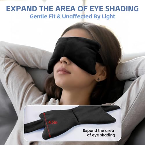 SPRING SEAON Weighted Sleep Mask,Light Blocking,Velvet Gravity,Adjustable | Sleeping Mask, Weighted Glass Beads, Blindfold, Adjustable, Breathable, Day&Night Use, For Travel and Relaxation, Black - color: Black