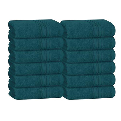 BOUTIQUO Ultra Soft Cotton Washcloths, Contains 12 Piece Face Cloths 12x12 inch, Ideal for Everyday use Face Towels, Compact & Lightweight Multi Purpose Washcloths - Teal - color: Teal, size: Washcloths - Set of 12
