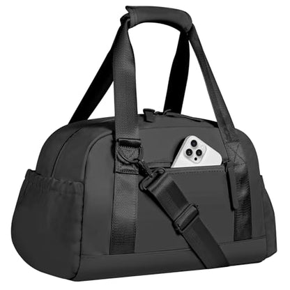Mini Gym Bag for Women Girls Small Gym Tote Bag with Wet Compartment Waterproof Travel Duffle Bag Cute Workout Sport Bag - color: Black-14in