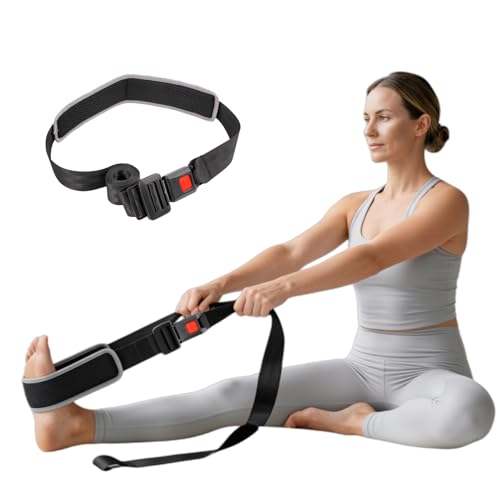 Stretching Strap with Detachable Shoulder Strap – Adjustable Nylon Stretch Band with Breathable Mesh Pad – Leg Stretcher for Yoga, Flexibility Training, Hamstring Stretch & Home Gym Equipment.