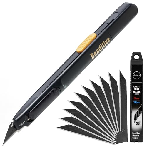 High Precision Detail Craft Knife Pro - 30 Degree Blade Utility Knife - Art, Craft, Model Making (1 Pro Knife, 10 Black Blades) - style: 1 Pro Knife, 10 Black Blades