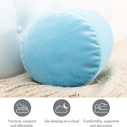 Microbead Bolster Neck Roll Pillow, 14x8 in Cylinder Tube, Sweet Baby Blue | Silky feel fabric helps prevent wrinkles & hair breakage; feather-light beads gently cushion head & shoulders as you rest - color: Sweet Baby Blue