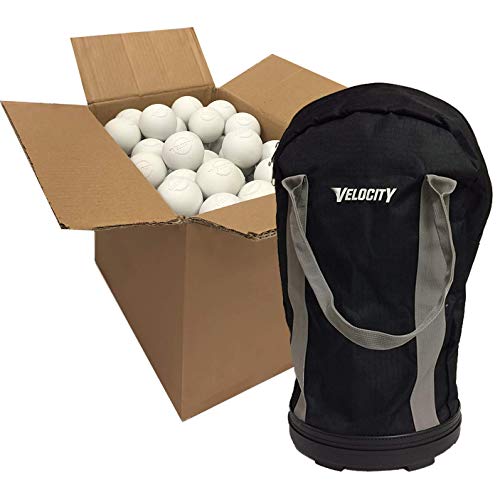 Velocity Lacrosse Balls - Practice Balls, Official NFHS, SEI, and College Approved Size - Meets NOCSAE Standard - Approved Competition Colors - Case of 60 & 120 with Ball Bag - color: White, size: 120 Balls + Bag, style: Practice Ball