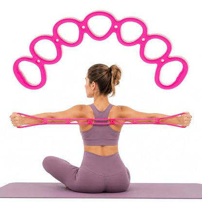 7 Ring Adjustable Resistance Bands, Workout Stretch Fitness Resistance Exercise Band with 7-Level, Ideal for Women Men Yoga/Pilates/Physical Therapy/Home Gym for Arm/Shoulders/Foot/Leg Fitness - color: Pink