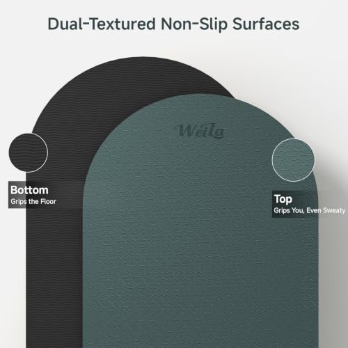 WeiLa Extra Thick Yoga Mat (10mm), Large TPE Workout Mat 74"x28" with Strap - color: Dark Green & Black