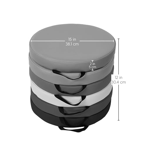Factory Direct Partners SoftScape 15 inch Round Classroom Floor Cushions with Handles; Flex Seating for Daycare, Preschool, Playroom; 2 inch Thick Deluxe Foam (6-Piece) - Gray/Light Gray, 11232-GYLG - color: Gray/Light Gray, size: Round