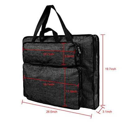 Students' Water-Resistant Portfolio Tote for Art Supplies - 8K Drawing Board Carry Shoulder Bag - Durable Portfolio Case - color: #3，Black