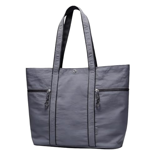 Large Tote Bag for Women Nylon Shoulder Bags for Women Lightable Shoulder Purses Gym Tote for Travel Yoga Work Dance - color: A3-grey