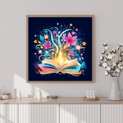Artunion Framed Paint by Numbers Kit for Adults Beginners & Kids Ages 8-12,Mystical Book Flower Paint by Number with Frame,Flower Paint by Numbers Kit on Canvas 10 * 10 Inch Without Easel - color: ZXT-333-F