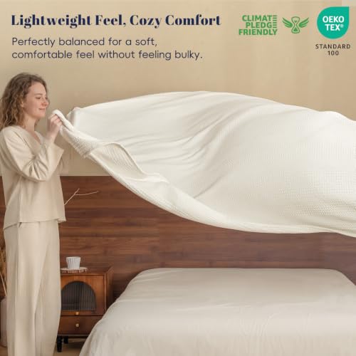 PHF Lightweight Waffle Weave Blanket Twin for Bed Coconut White 66"x90" - color: Coconut White, size: Twin(66"x90")