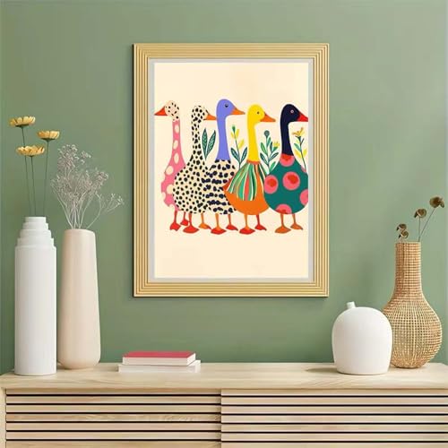 GEMOUJ Duck Paint by Numbers Kits for Adult,Colorful Duck Paint by Numbers Kit for Adults Beginners, DIY Animal Acrylic Painting on Canvas for Adult, Home Wall Decor 16 x 20 inch - color: GM16