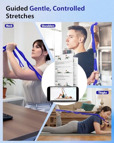 Trideer Stretching Strap with Loops & Leg Lifter, Non-Elastic PT Strap | Leg Lifter Mobility Aid, Non-Elastic PT Stretching Strap, Multi-Loop Grip Control, Home Recovery Support - color: Deep Blue