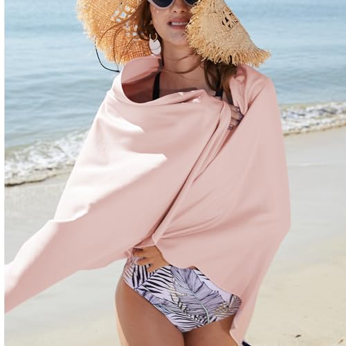 Rainleaf Microfiber Towel Quick Dry Camping & Travel & Gym Towel. Compact - color: Pale Rose, size: 40.00" x 20.00"