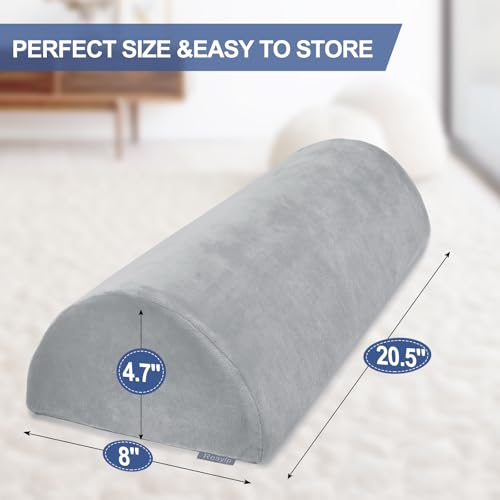 Knee Pillow for Back Sleeping, Memory Foam Bolster Pillow for Legs, Under Knee Pillow for Sleeping, Leg Pillow for Back & Hip Pain Relief, Half Moon Boslter,Grey