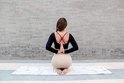 Shakti Warrior Suede Yoga Mat, Non Slip, 72 x 24 Inch, 3mm Thick - color: Marble