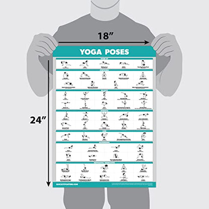 Quickfit 3 Pack - Yoga Poses + Stretching Exercises + Pilates Mat Work Poster Set - Set of 3 Workout Charts (LAMINATED, 18" x 24") - color: LAMINATED