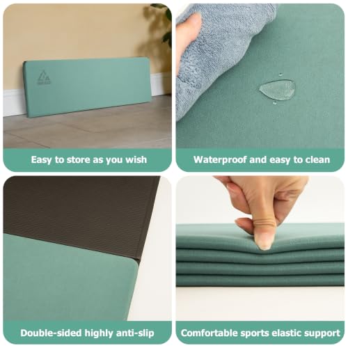 IwIeIaIrI Foldable POE Non Slip Yoga Pilates Mat– 1/4" (6mm) Thick | Foldable Lightweight with Carry Strap, Portable for Home Workout, Pilates, Travel & Gym Mat - color: Green