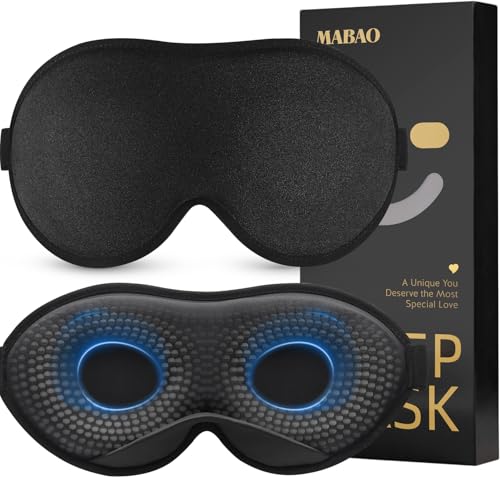 MABAO 2 Packs Weighted Sleep Mask, 100% Blackout Blindfold for Sleeping - color: Black+black
