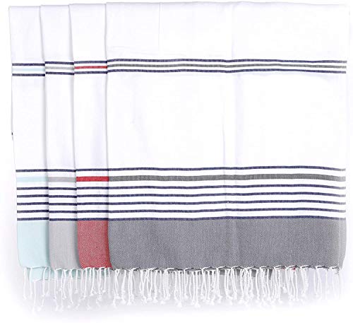 Prewashed, Soft, Original Turkish Peshtemal Towels Pestemal Towel Thin Camping Bath Sauna Beach Gym Pool Blanket Fouta Towels 100% Cotton Grey - color: Grey Turquoise