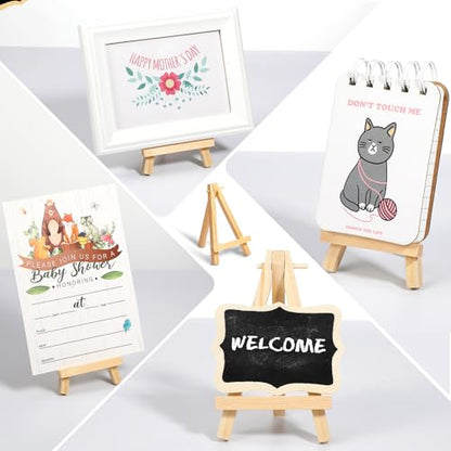 100 Pieces Mini Wooden Easel Stands Tripod Display Tabletop,5 Inch | For Artist Painting Business Cards Photos, Canvas Holder Wedding Table Numbers Party Favors Gift, Natural Wood Tripod Frame - size: 5 Inch