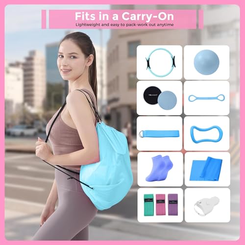Home Pilates Kit Pilates Equipment Set for Women, Pilates Essentials Kit - color: Blue - 11 Pieces Kit