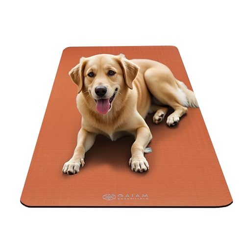 Gaiam Thick Yoga Mat, Exercise & Fitness Mat with Easy-Cinch Carrying Strap - color: Orange, size: 2/5" (10MM)