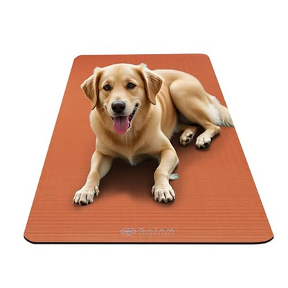 Gaiam Thick Yoga Mat, Exercise & Fitness Mat with Easy-Cinch Carrying Strap - color: Orange, size: 2/5" (10MM)