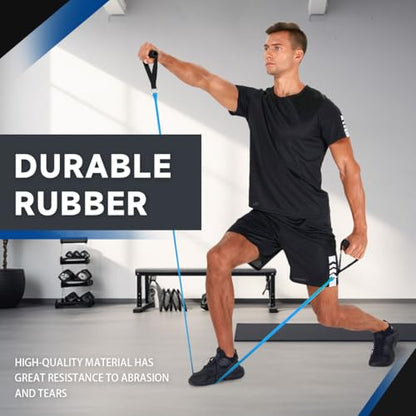 Exercise Bands with Handles, Tube Resistance Bands with Handles | Door anchor & starter guide included; 10-40 lbs, flat band, non-slip handles, for physical therapy, yoga, pilates - color: Red-Light(10lbs)