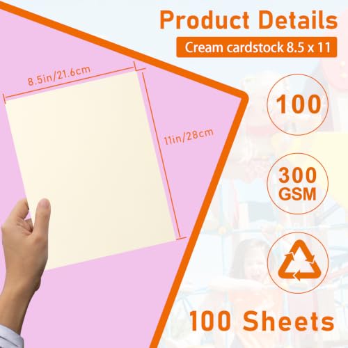 Guakicae 100 Sheets Cream Cardstock 8.5 x 11 Certificate Paper 110lb | Thick Off White Paper Card Stock for Invitations, Thank You Cards, DIY Card Making, Menus, Recipe - color: Cream, size: 8.5x11-100pcs