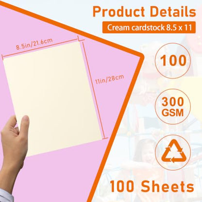 Guakicae 100 Sheets Cream Cardstock 8.5 x 11 Certificate Paper 110lb | Thick Off White Paper Card Stock for Invitations, Thank You Cards, DIY Card Making, Menus, Recipe - color: Cream, size: 8.5x11-100pcs