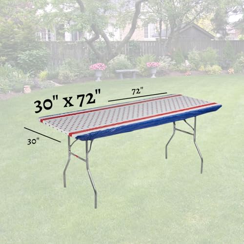 6' Rectangle Plastic Table Covers 30" x 72", Bundle of 5 (Patriotic) - color: Patriotic
