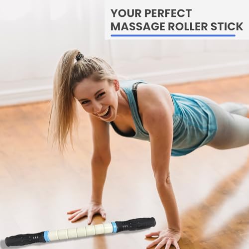 Muscle Roller Stick Ctwctr Massage Roller for Lymphatic Drainage, Cellulite Massager, Leg Massager for Circulation and Pain Relief, Deep Tissue & Trigger Point Massage - color: White