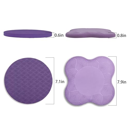 Premium Exercise Knee Support Set of 10 | Thick Foam Yoga Pilates Cushion for Women Men | Knees Elbows Wrists Hands Head Protection - color: Purple