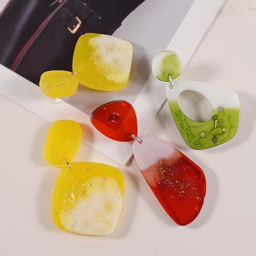 Attuslla 12 PCS Resin Earring Molds Silicone Jewelry Earring Molds Epoxy Resin Molds DIY Craft with Ear Hooks, Jump Rings for DIY Women Earrings, Pendants, Rings, Jewelry Craft Supplies - color: Style F