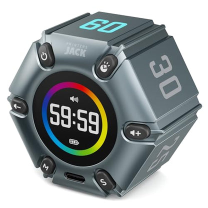 FILP Pomodoro Timer with Silent & Alarm, Visual Timer, 3/5/10/25/30/60min - color: Iron Gray